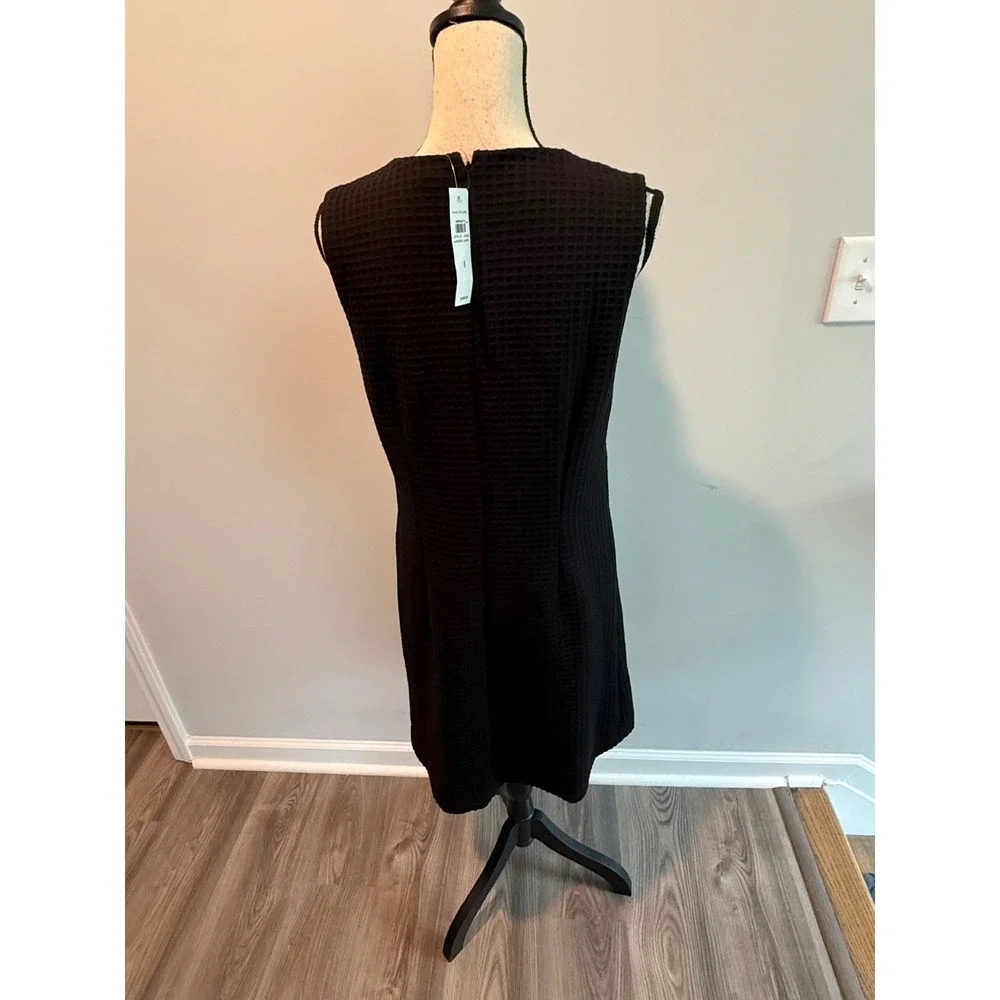 Ann Taylor Black Waffle Knit Sleeveless Shift Dress Women's size 8 NWT $129